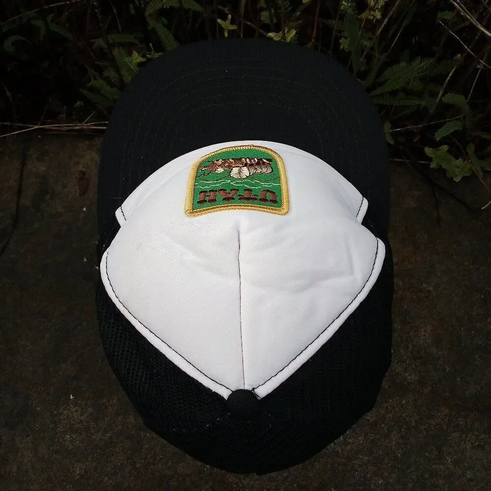 Vintage Utah Covered Wagon Patch Snap Trucker Hat Cap